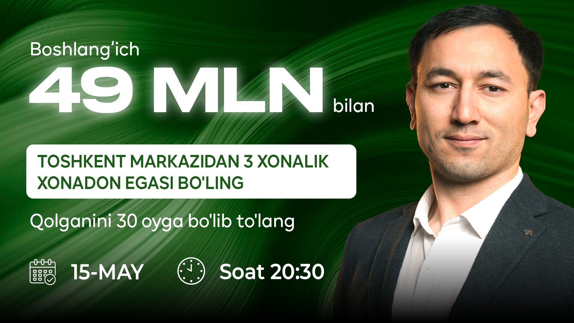 15-may 20:30 | Jomiy Residence - Chinor group | Onlayn taqdimot