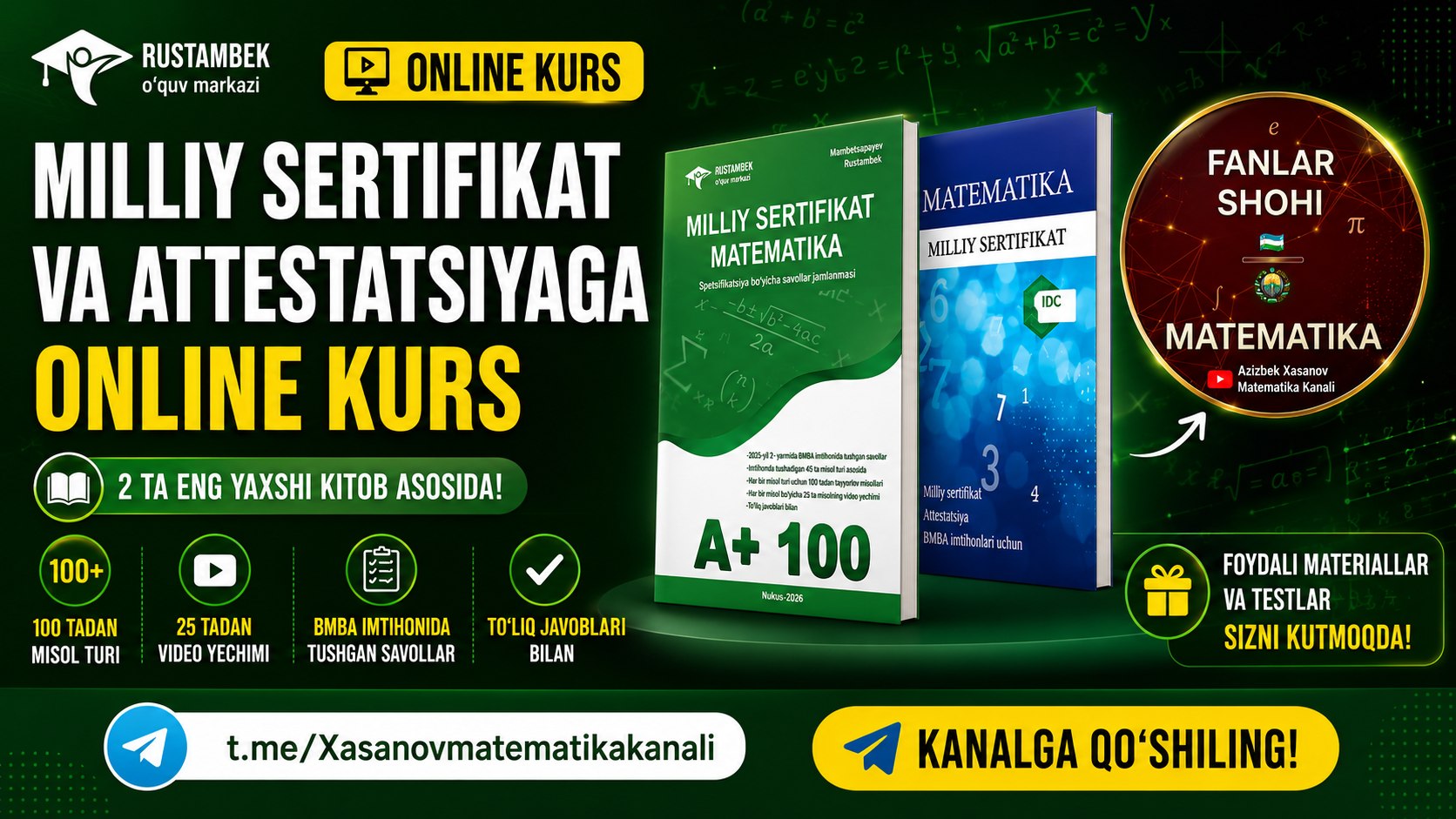 Azizbek Xasanov matematika kanali